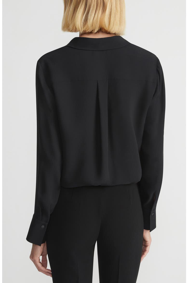 Scottie Silk Button-Up Blouse, Alternate, color, BLACK