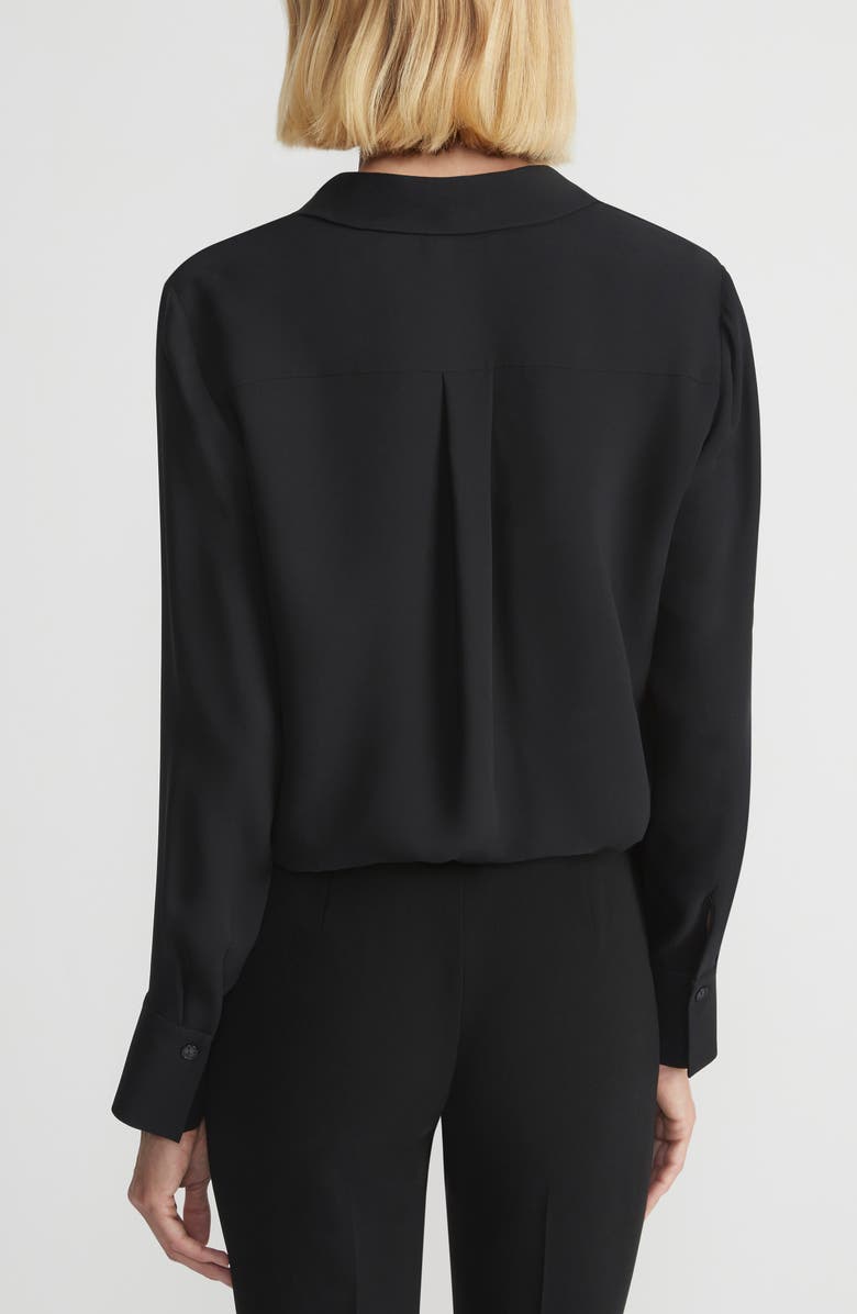 Lafayette 148 New York Scottie Silk Button-Up Blouse, Alternate, color, Black