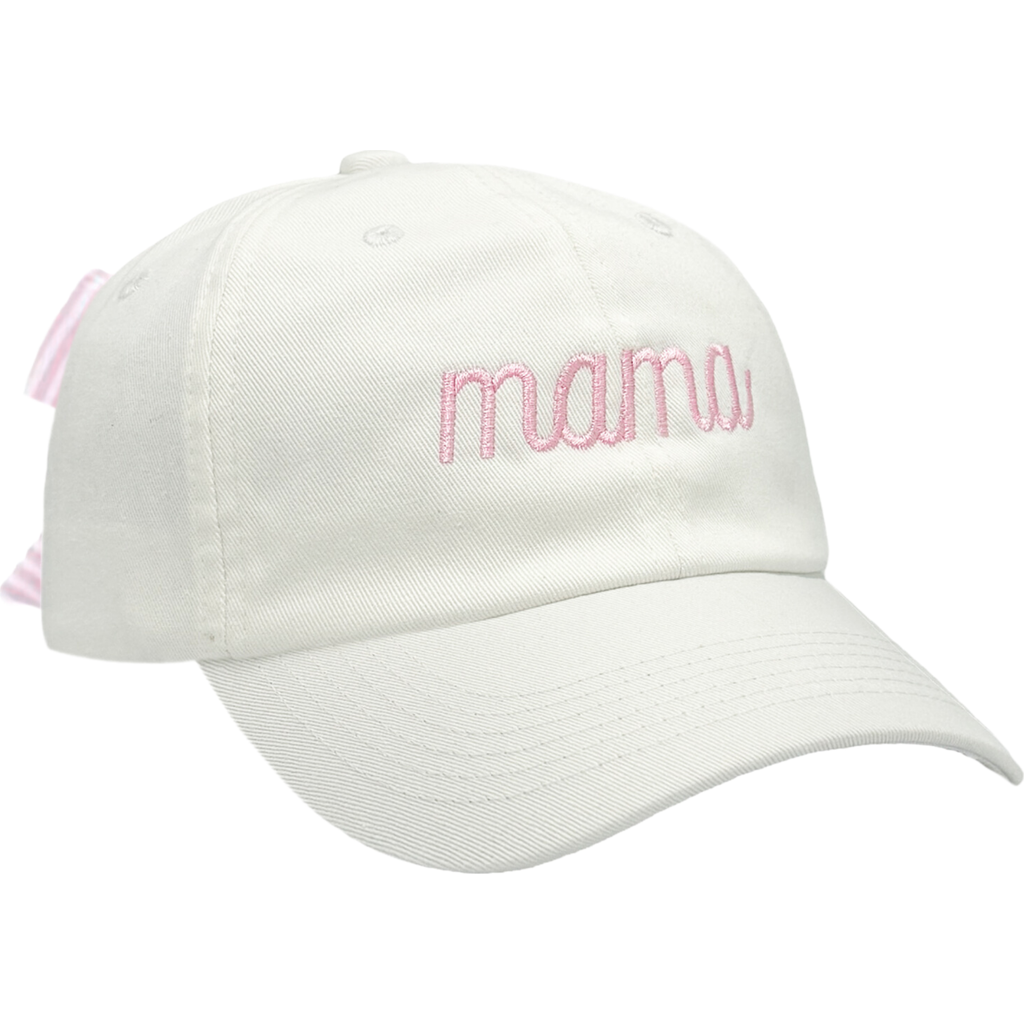 Bits & Bows Mama Twill Bow Baseball Hat In White