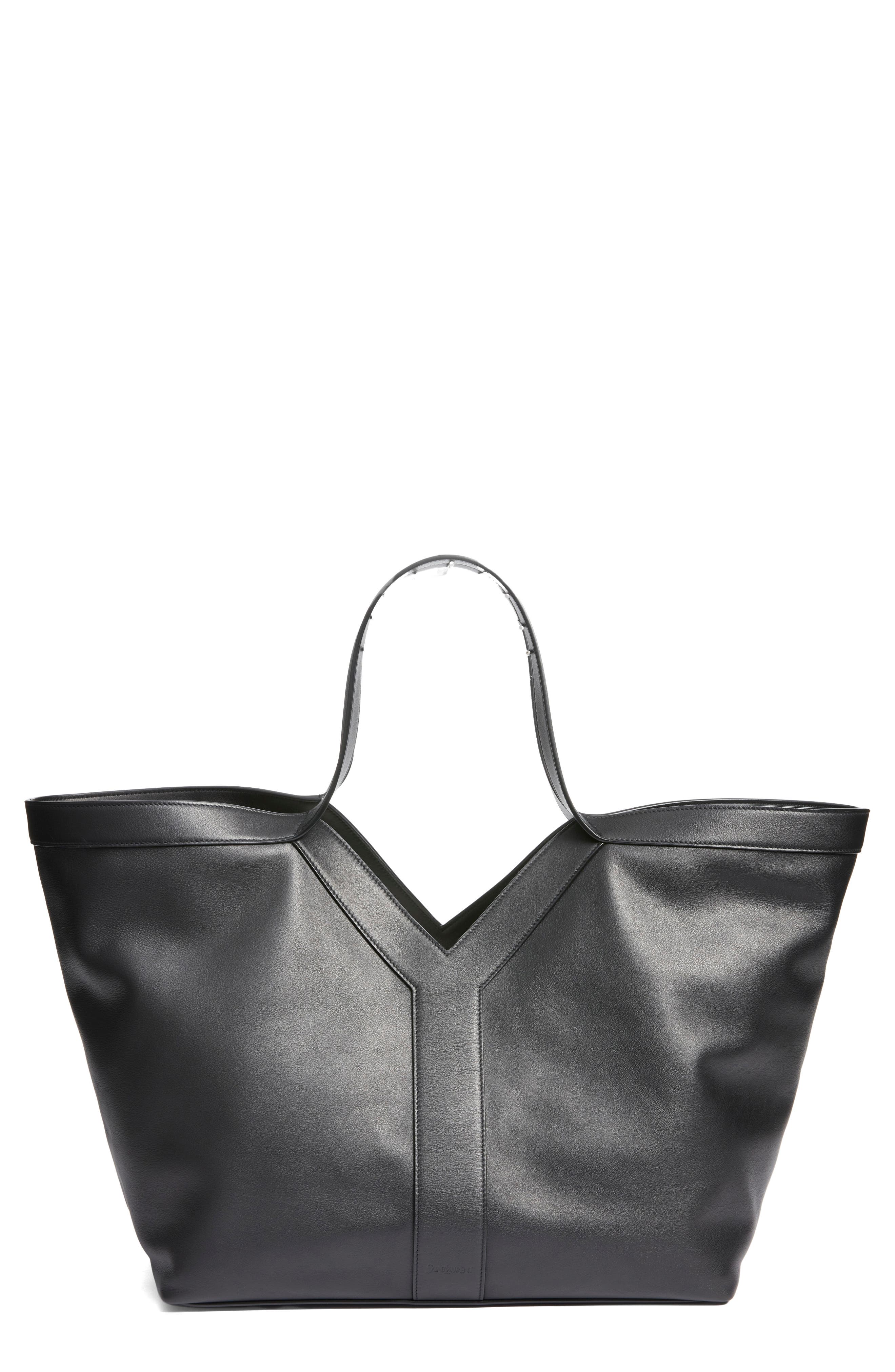 Saint Laurent Y Leather Tote, Main, color, Noir