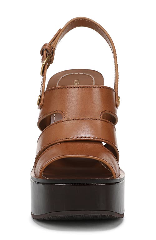 Veronica Beard Peony Leather Slingback Platform Sandals In Honey