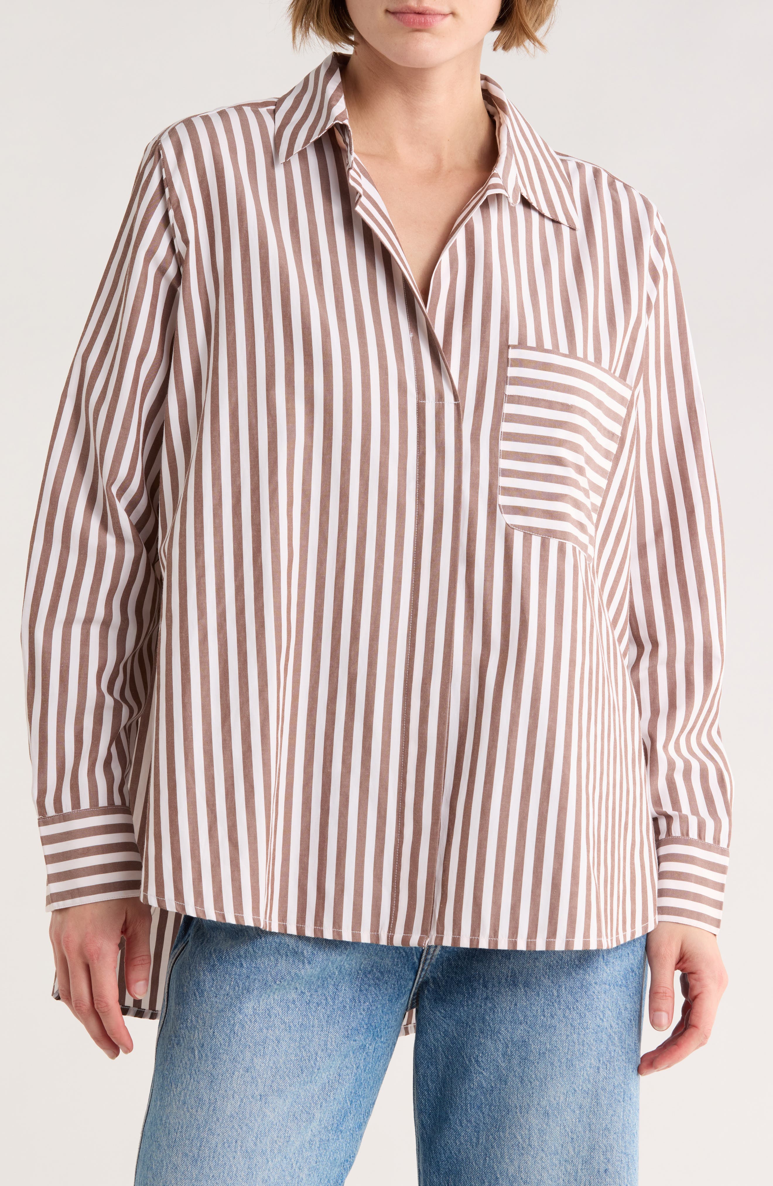 French Connection Stripe Relaxed Popover Shirt
