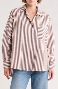 French Connection Stripe Relaxed Popover Shirt