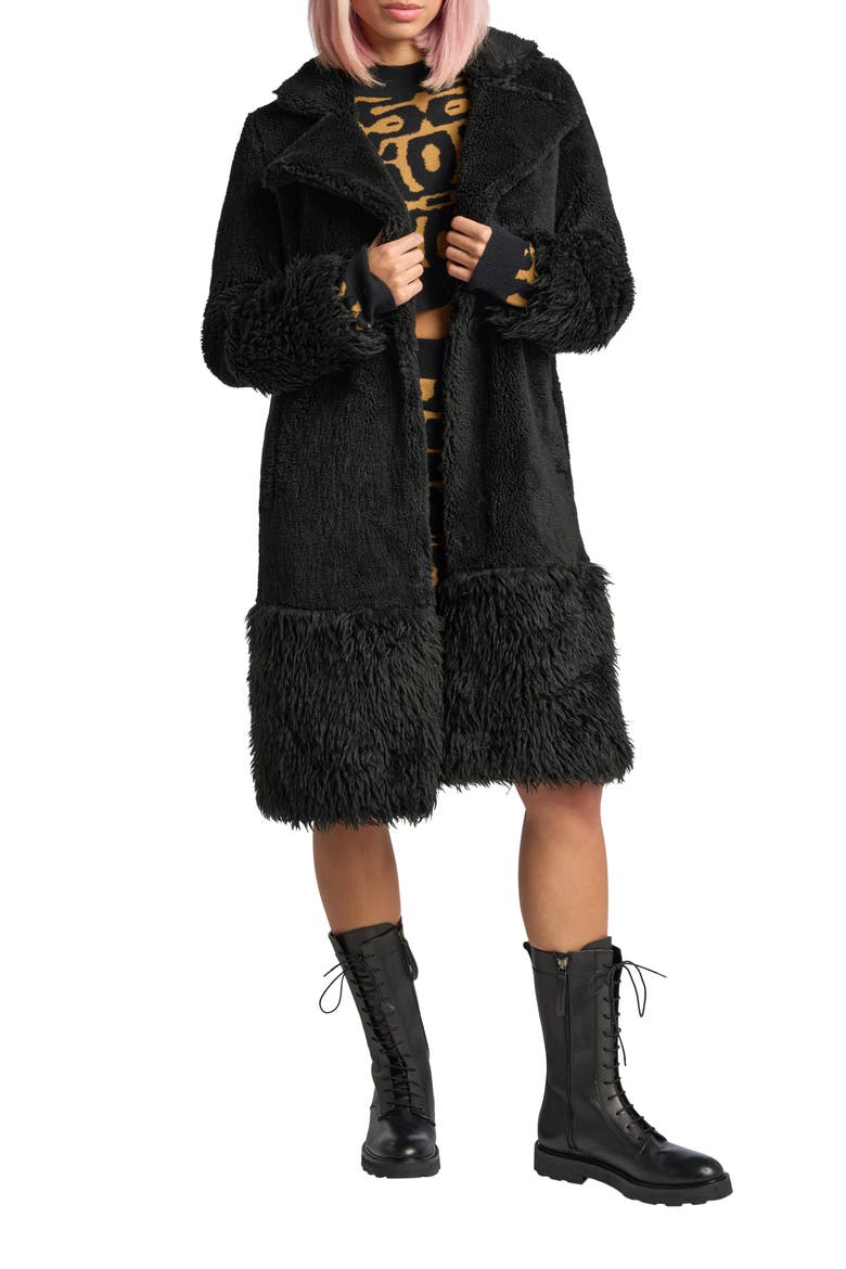 Long Teddy Coat, Main, color, BLACK