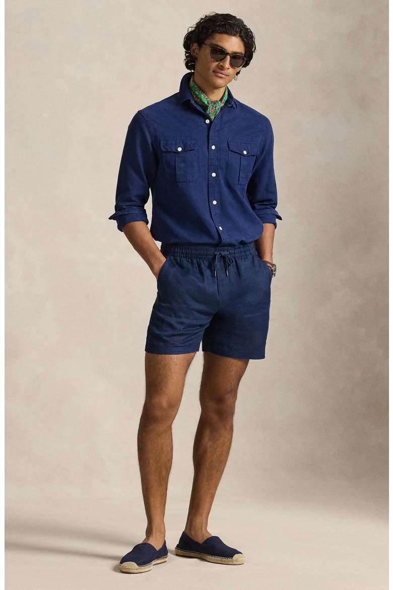 Prepster Linen 6-Inch Shorts, Alternate, color, NEWPORT NAVY