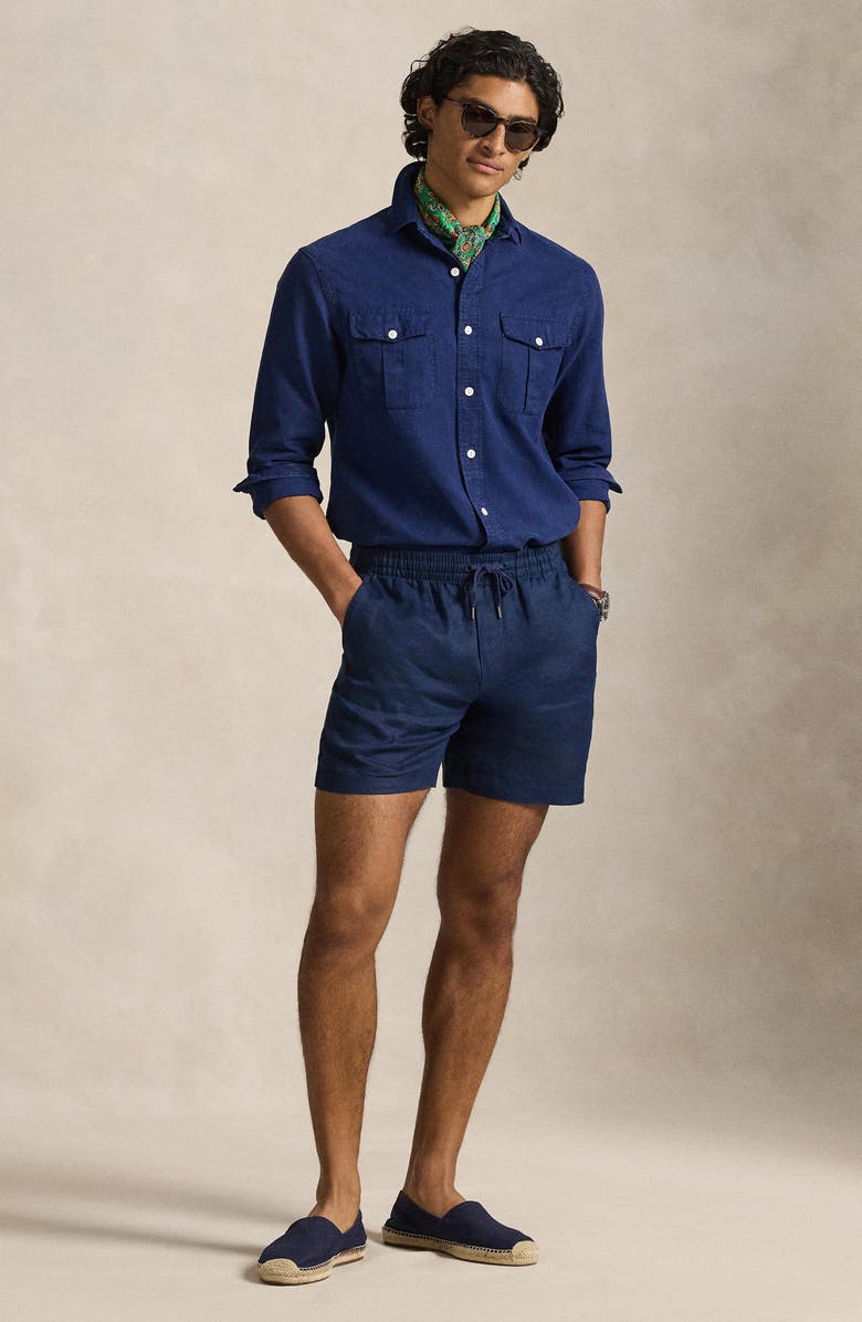 Polo Ralph Lauren Prepster Linen 6-Inch Shorts, Alternate, color, Newport Navy