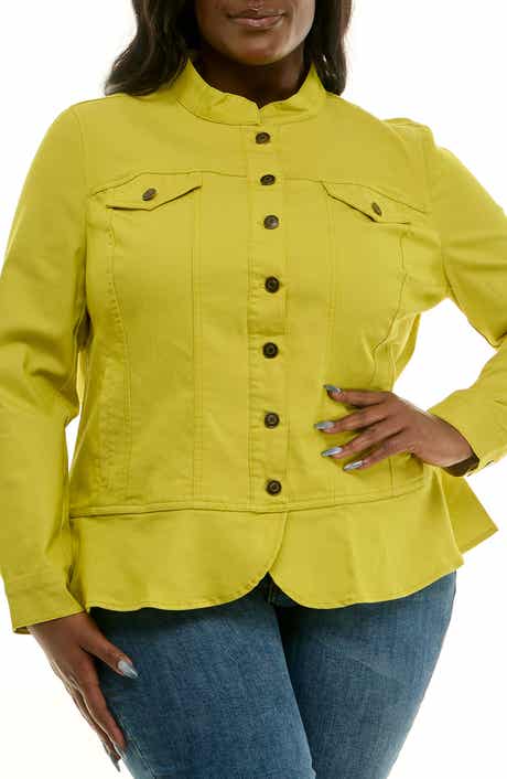 Nina Leonard Denim Peplum Jacket