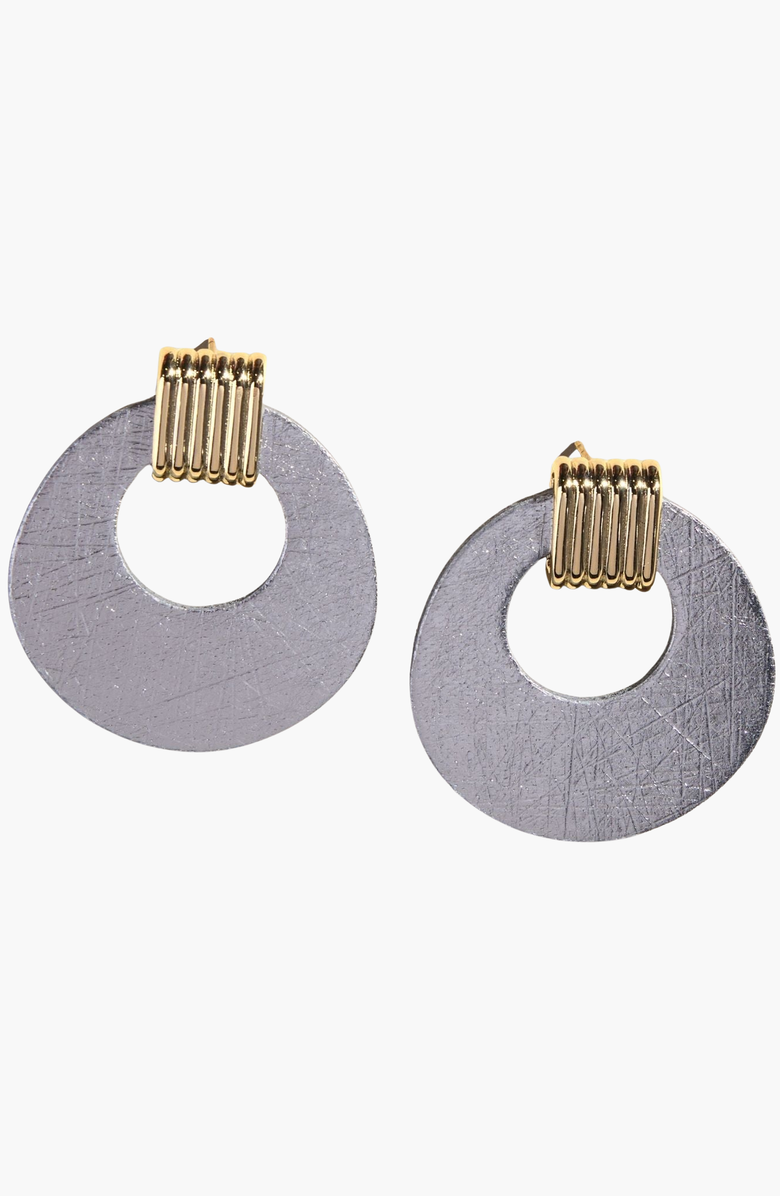 Nickel & Suede Vintage Evan Earrings, Main, color, Vintage Silver Mixed Metal