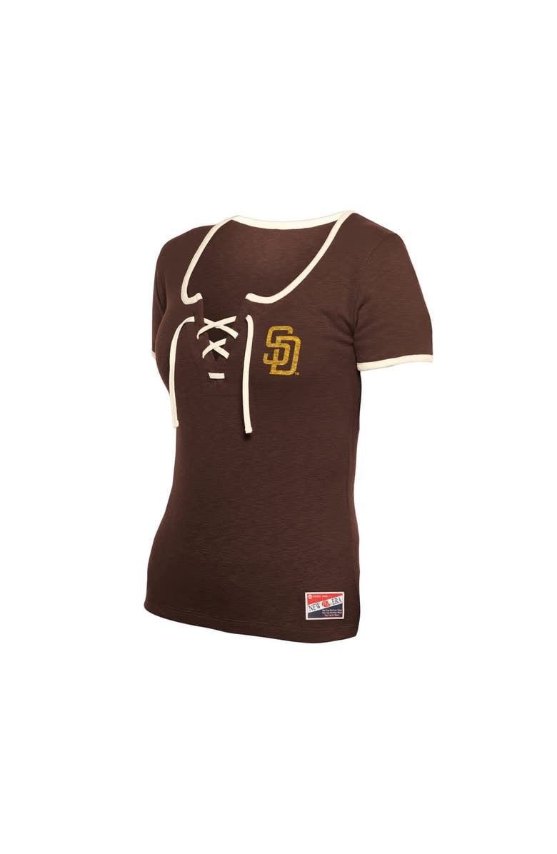 New Era Women's New Era Brown San Diego Padres Throwback Lace Up T-Shirt, Alternate, color, 