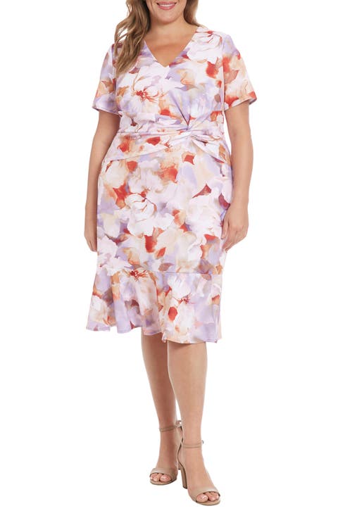 Short Sleeve Twist Front Midi Dress