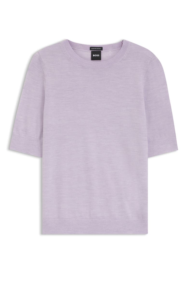 Farbella Short Sleeve Merino Wool Sweater, Alternate, color, LAVENDER TIDE