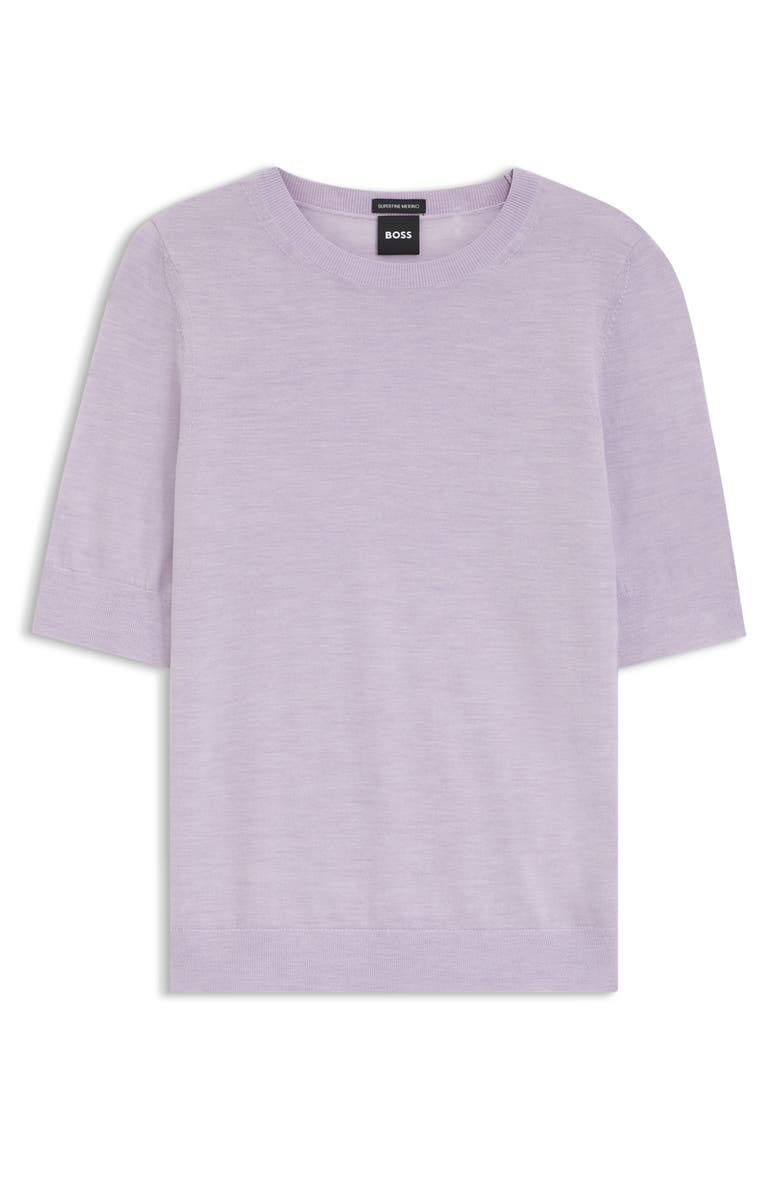 BOSS Farbella Short Sleeve Merino Wool Sweater, Alternate, color, Lavender Tide