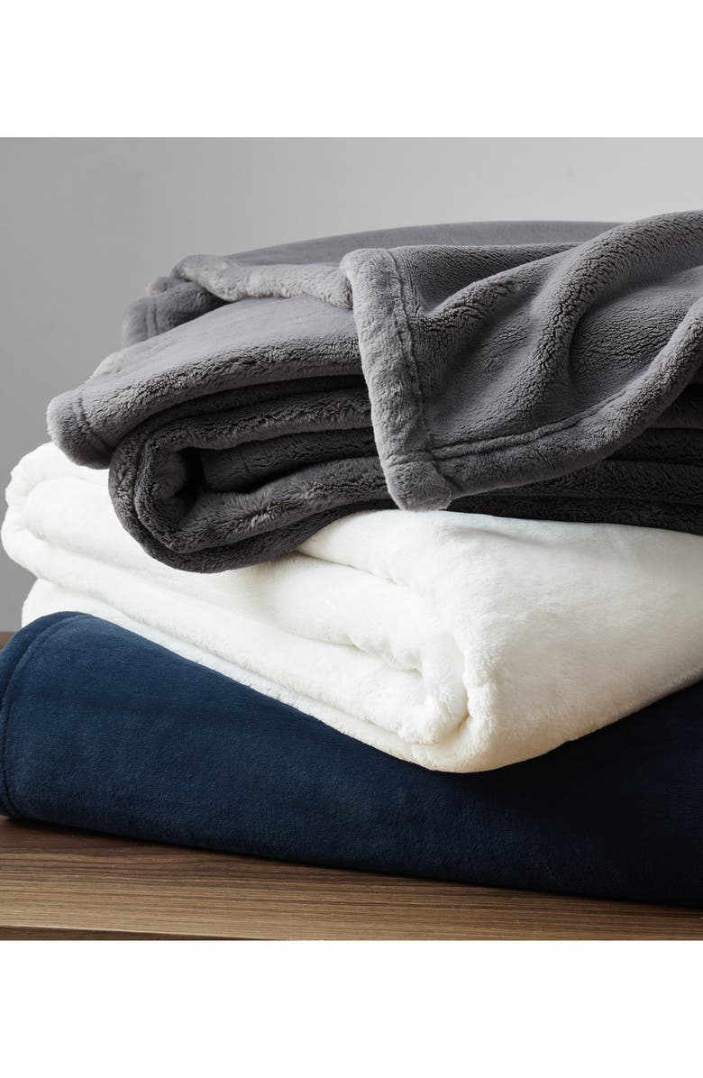 BROOKSTONE Nap Plush Throw Blanket, Alternate, color, Pageant Blue