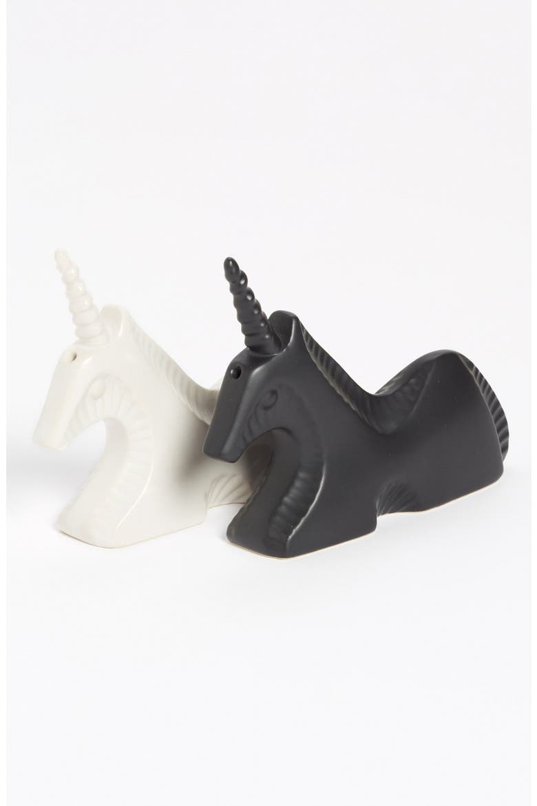 Unicorn Salt & Pepper Shakers, Main, color, BLACK AND WHITE