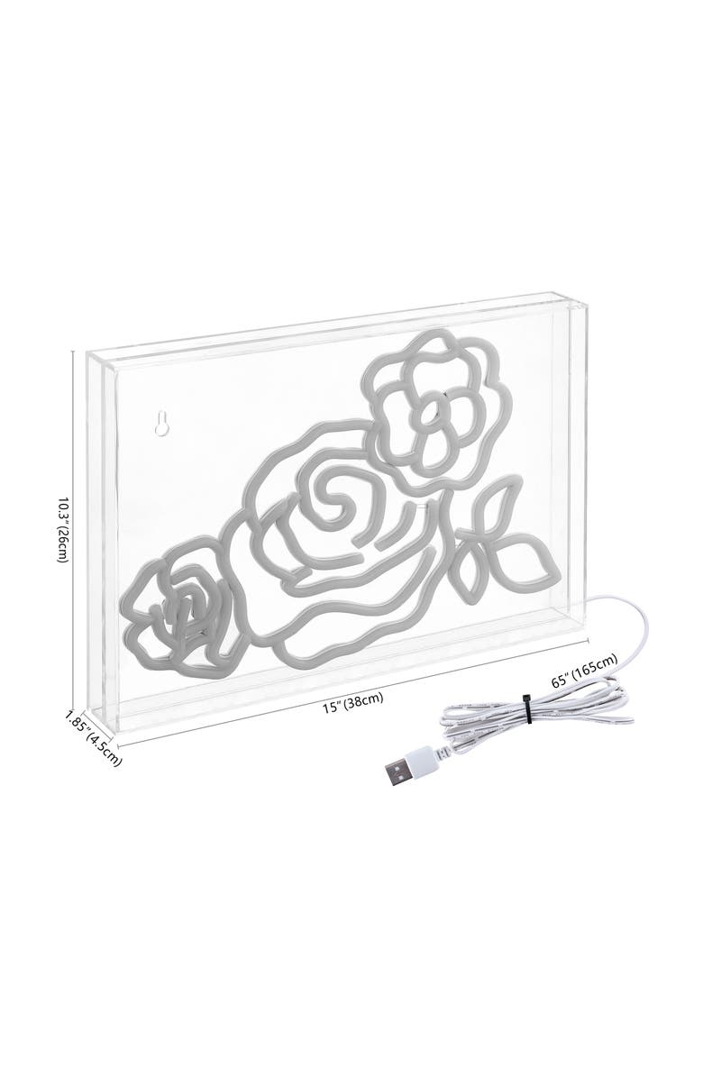 JONATHAN Y Crowd Of Roses 15" X 10.3" Contemporary Glam Acrylic Box USB Operated LED Neon Light, Pink/White/Yellow, Alternate, color, Pink/White/Yellow