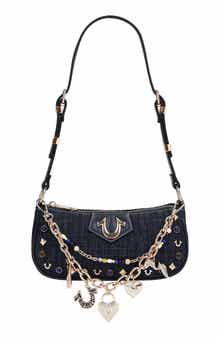Chain & Studs Denim Shoulder Bag