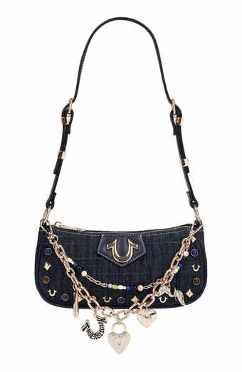 Chain & Studs Denim Shoulder Bag