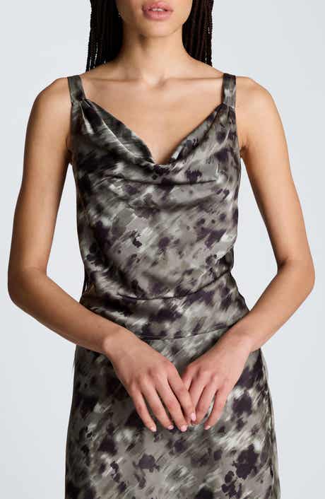 Abstract Print Cowl Neck Tank