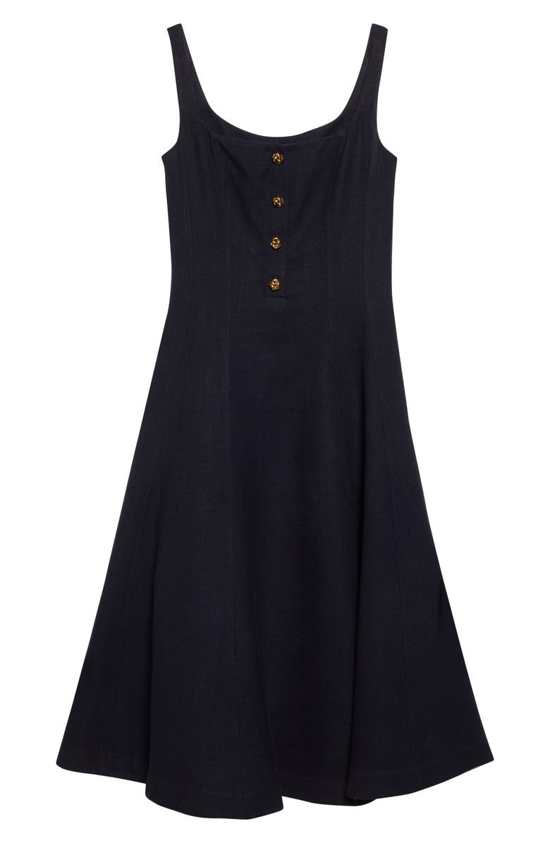 Altuzarra Orrie Sleeveless Linen Blend Midi Dress, Main, color, 000400 Navy