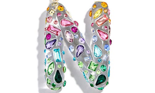 Baublebar Crystal Initial Key Ring Bag Charm In Gold