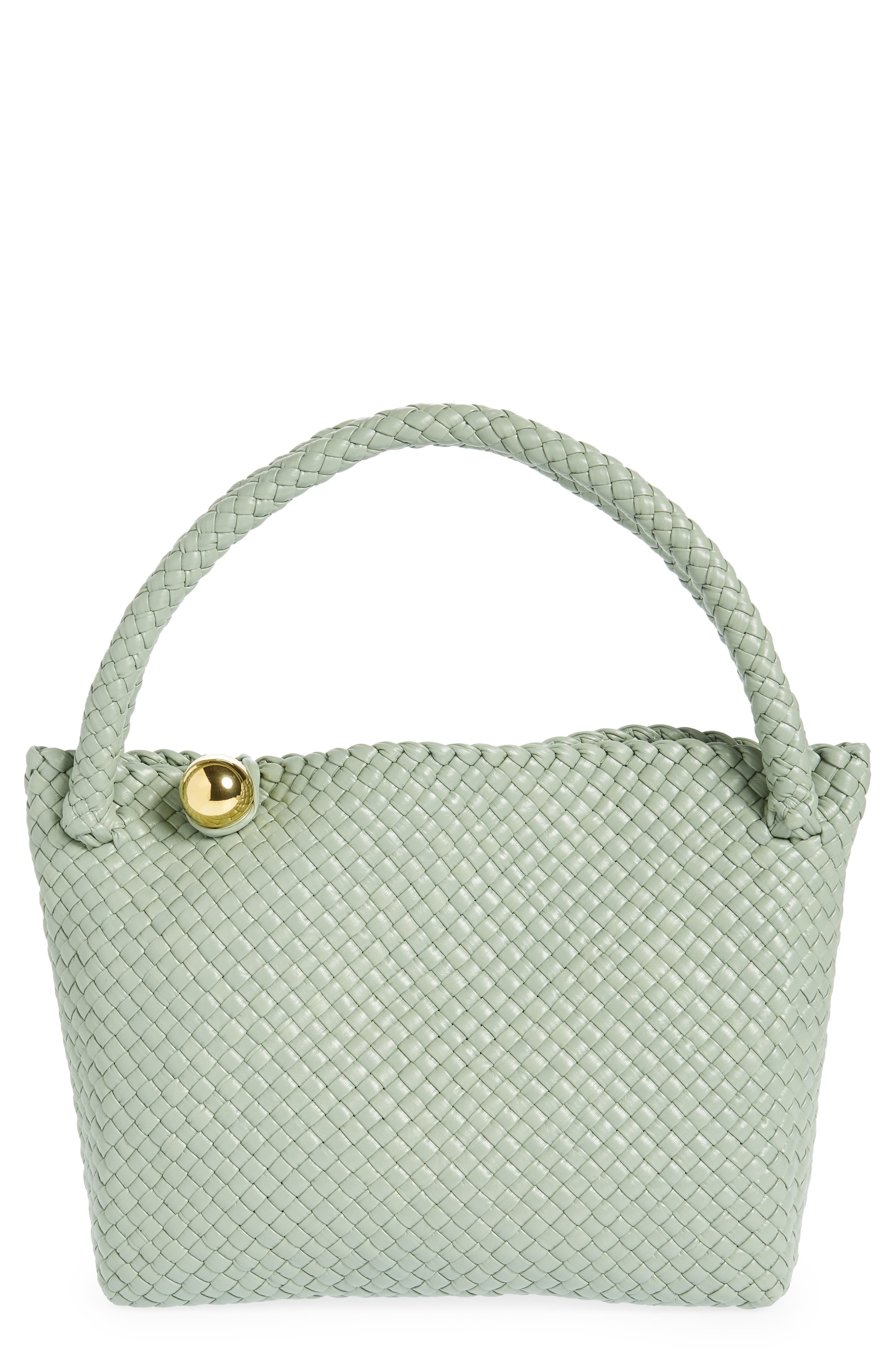 Bottega Veneta Tosca Intreccio Leather Hobo, Main, color, 3401 New Sauge-M Brass