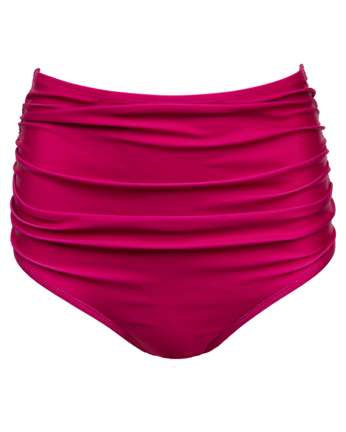 Nani Ruched High Rise Swim Bottom In Pink
