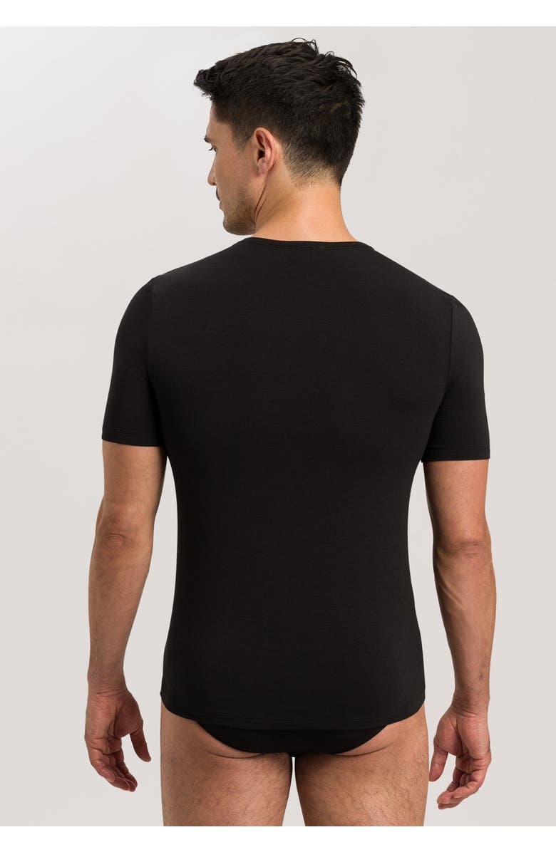 Hanro Natural Function Tencel and Cotton Fitted V-Neck T-Shirt, Alternate, color, Black