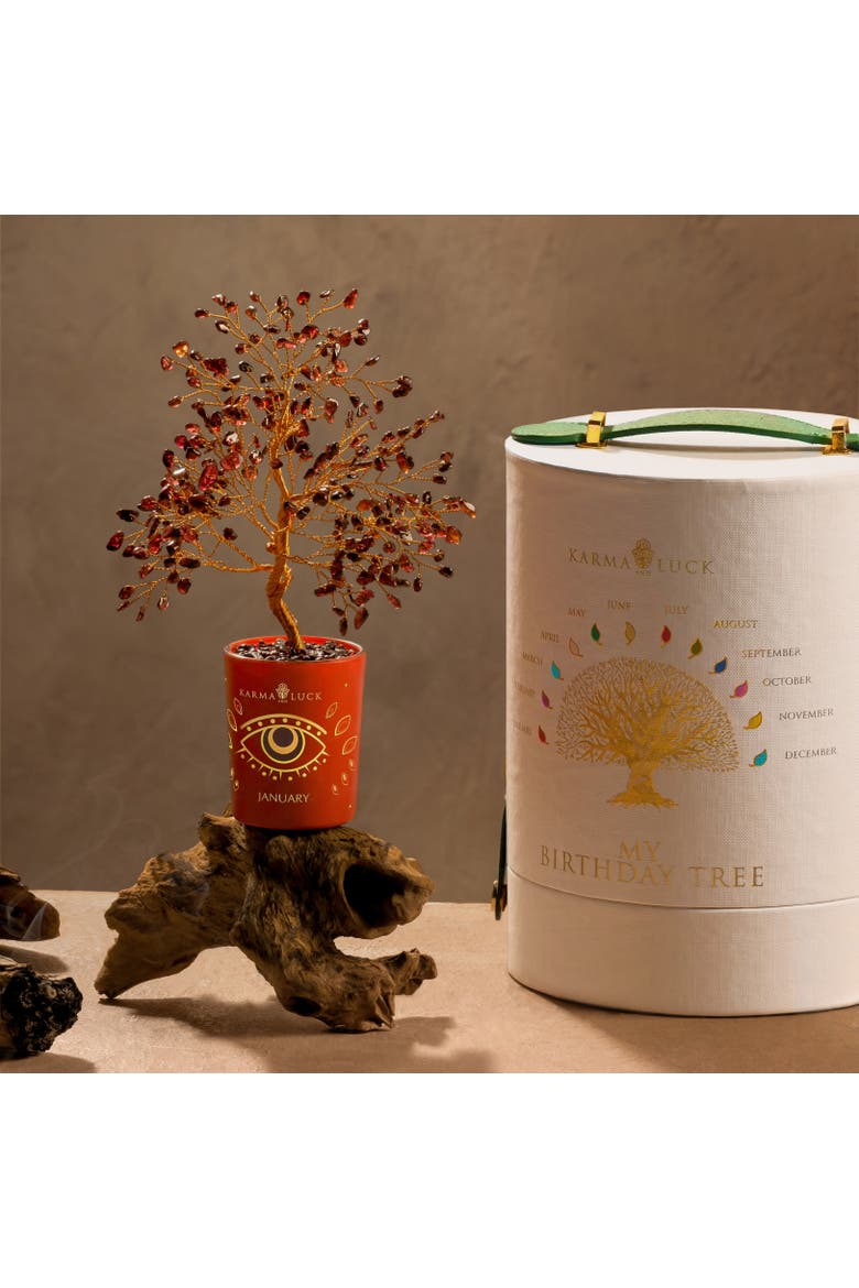 Garnet Feng Shui Crystal Tree January Birthstone Ambitious Spirit, Alternate, color, Red