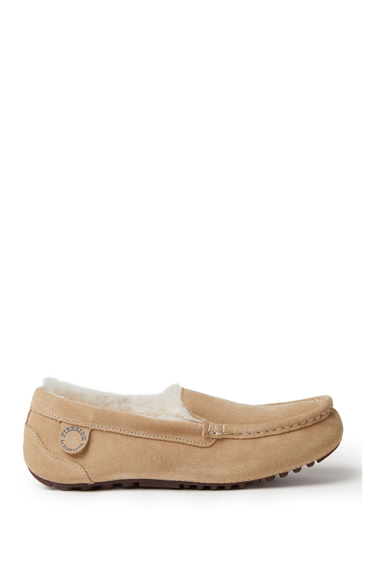 Fireside Mel Genuine Shearling Moccasin Slipper, Alternate, color, SAND