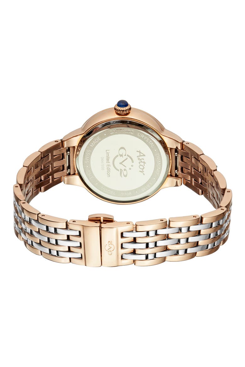Gevril Astor Swiss Diamond Watch, 40mm - 0.24 ctw, Alternate, color, TWO TONE SS- ROSE GOLD
