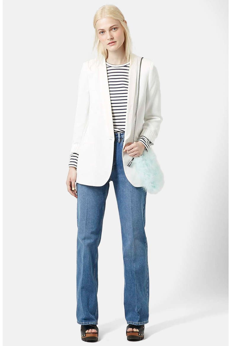 Grosgrain Trim Blazer, Alternate, color, CREAM