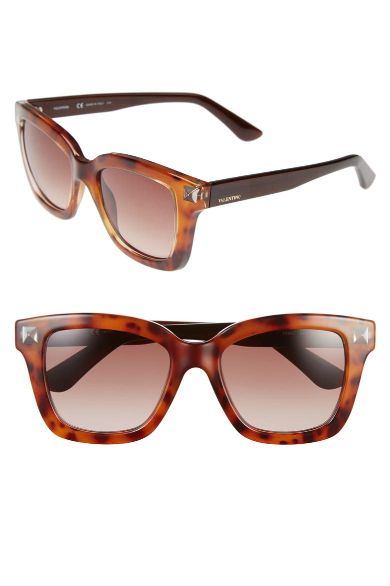 'Rockstud' 53mm Retro Sunglasses, Main, color, BROWN