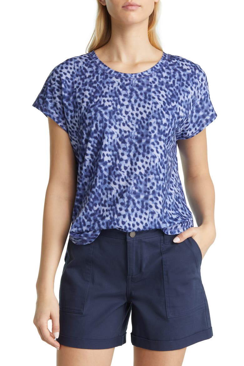 Amalie Lagoon Leopard Print T-Shirt, Main, color, SANIBEL BL