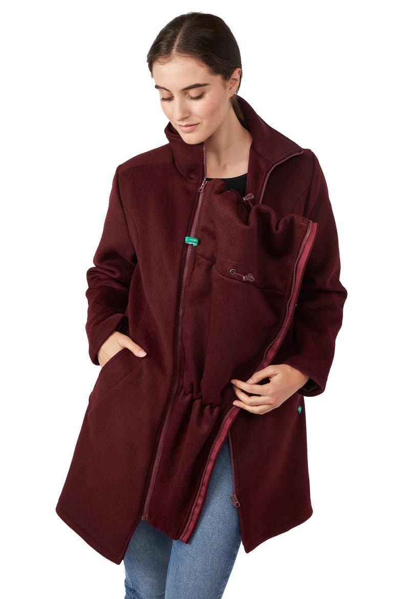 Khloe 3-in-1 Wool-Blend Maternity Coat Semi-Fitted, Alternate, color, BURGUNDY