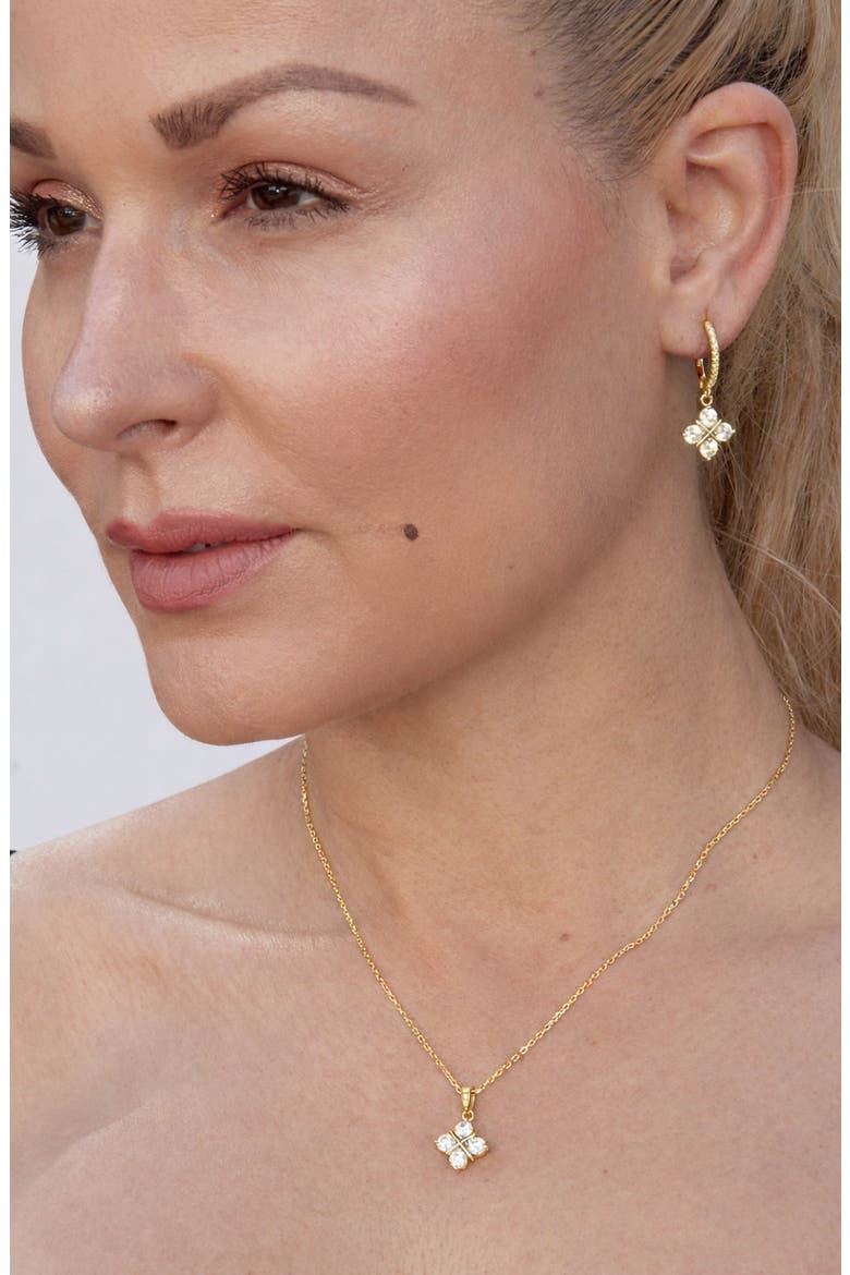 Cubic Zirconia Grid Drop Hoop Earrings, Alternate, color, YELLOW