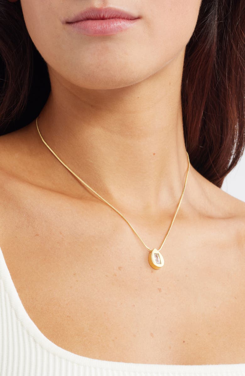 Nordstrom Demi Fine Cubic Zirconia Teardrop Pendant Necklace, Alternate, color, 