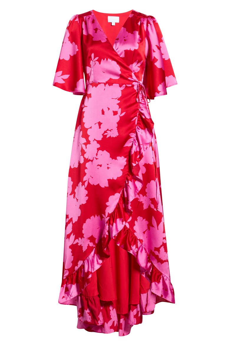 Burning Love Abelia High Low Maxi Dress, Alternate, color, CHERRY-PINK