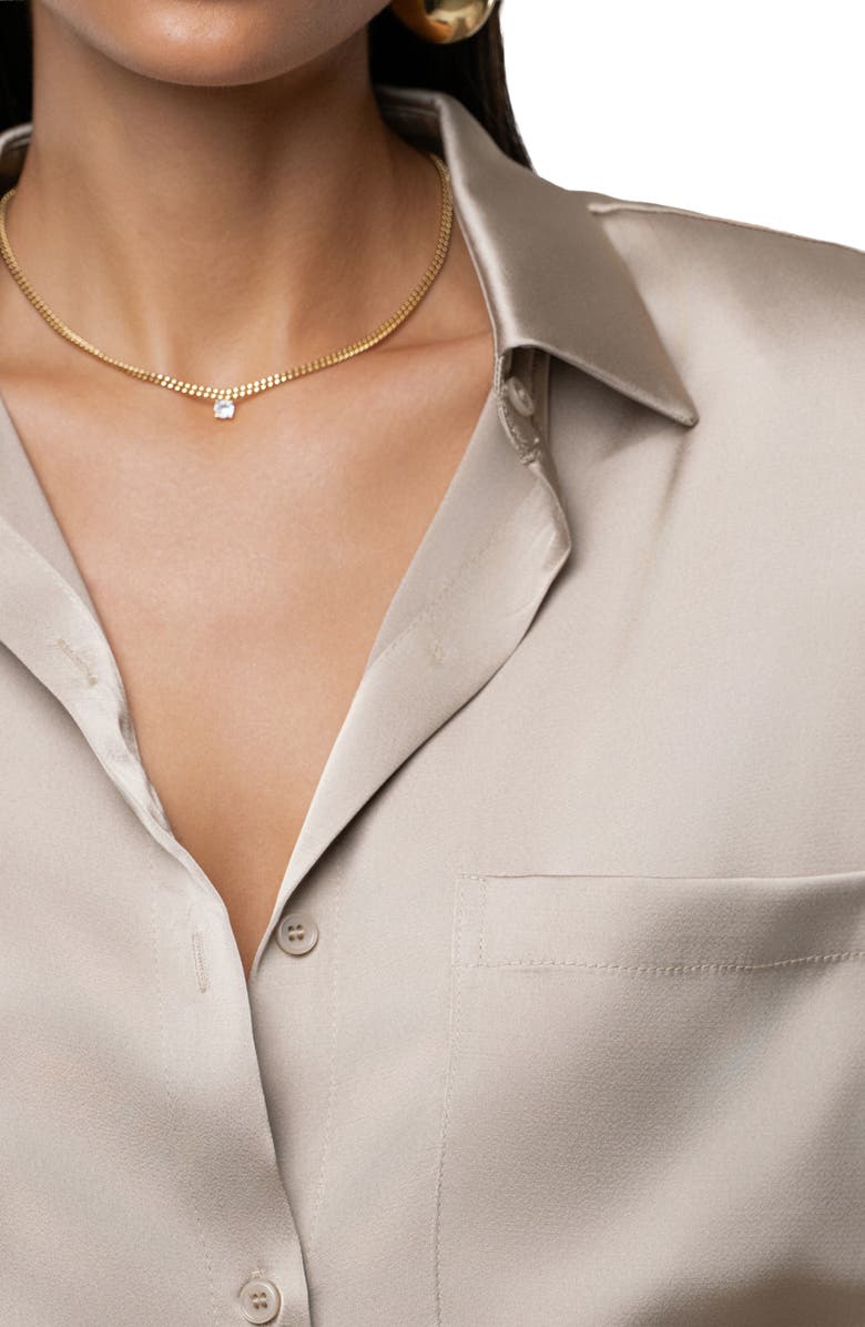 JLUXLABEL Island Ease Satin Shirt, Alternate, color, Beige