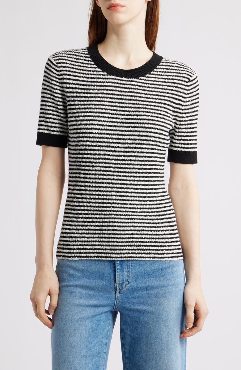 NIC+ZOE Textured Stripe T-Shirt Sweater, Main, color, Black Multi