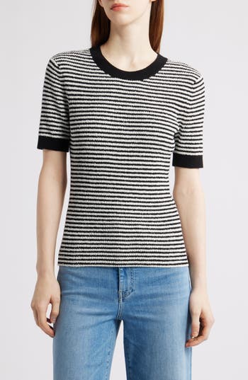 Nic + Zoe Nic+zoe Textured Stripe T-shirt Sweater In Multi