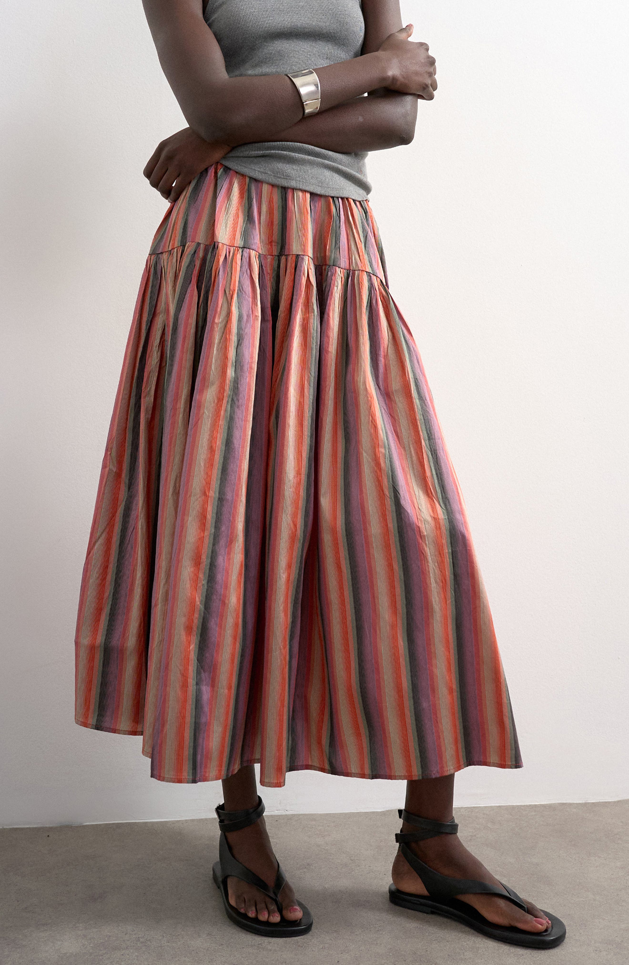 Striped Taffeta Skirt
