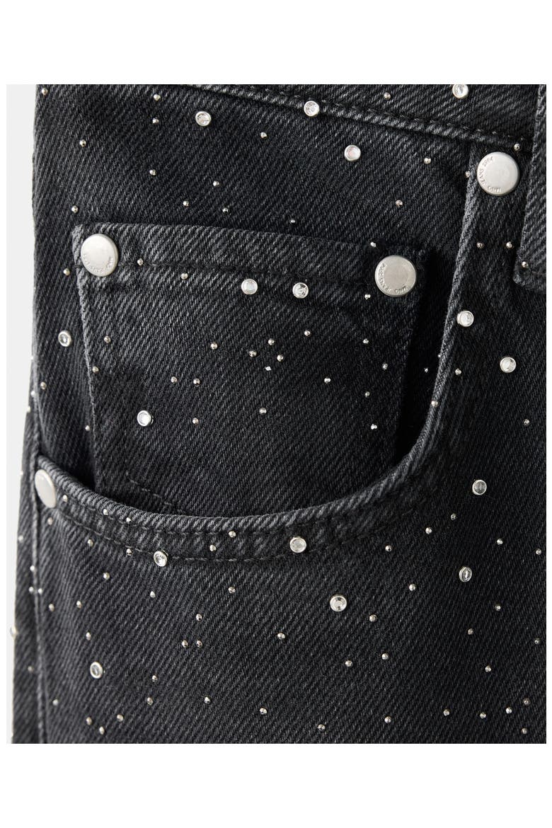 Caribe Rhinestone Embellished Wide Leg Jeans, Alternate, color, BLACK DENIM