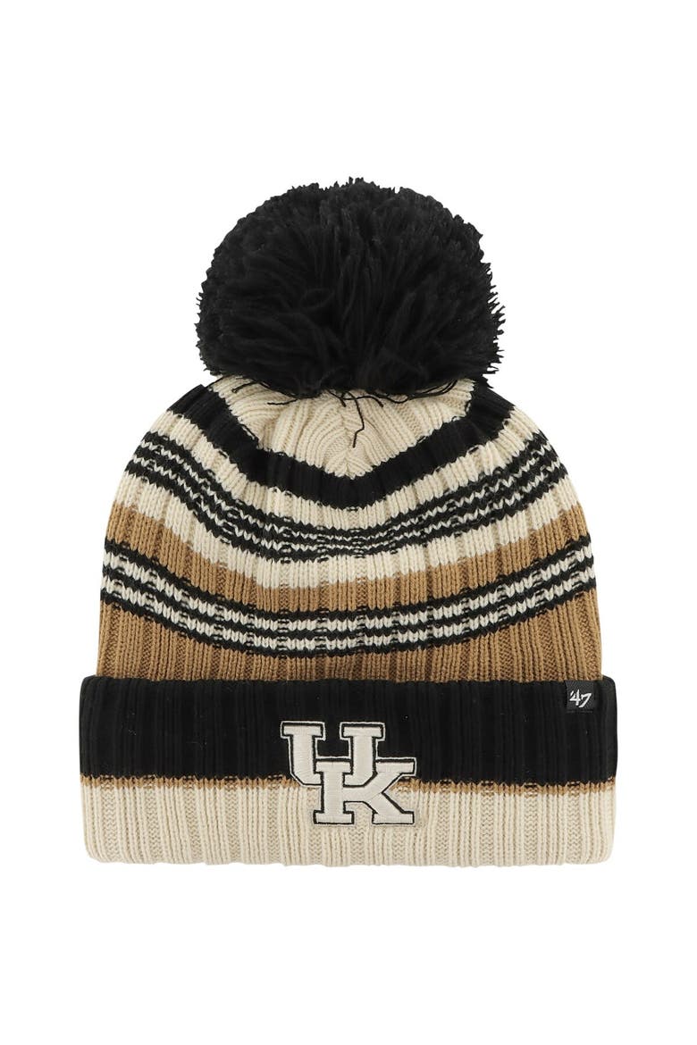 Women's '47 Khaki Kentucky Wildcats Barista Cuffed Knit Hat with Pom, Main, color, Khaki