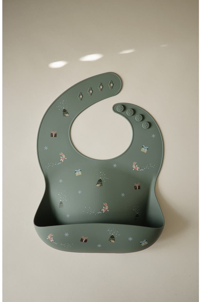 Christmas Bunny Silicone Bib, Alternate, color, CHRISTMAS BUNNY
