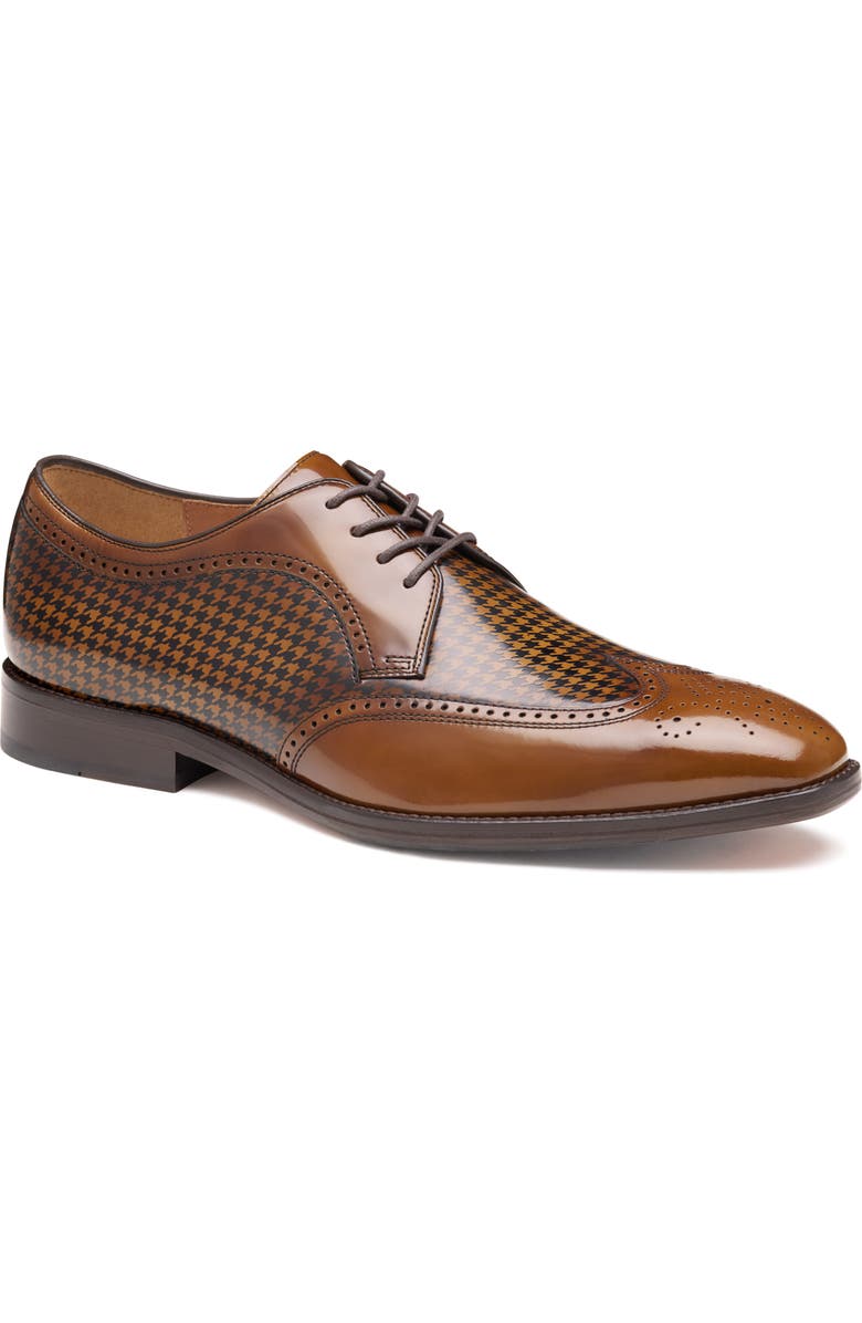 Johnston & Murphy Sullivan Wingtip Derby, Main, color, Mahogany Brush-Off Houndstooth