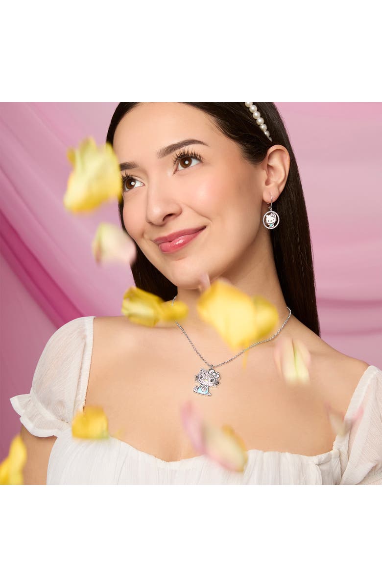 Hello Kitty Silver Flash-Plated and Enamel Stud Cinnamoroll Earrings, Alternate, color, Silver