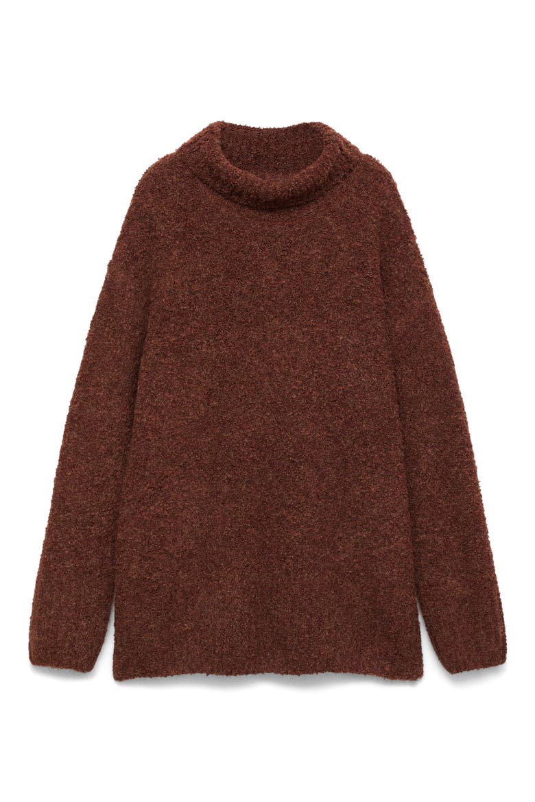 Bouclé Turtleneck Sweater, Alternate, color, COGNAC