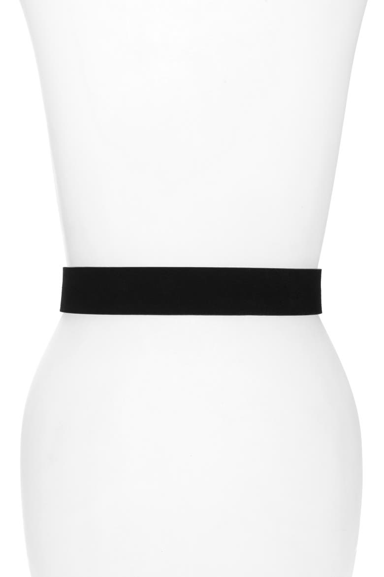 Oval Buckle Leather Belt, Alternate, color, BLACK