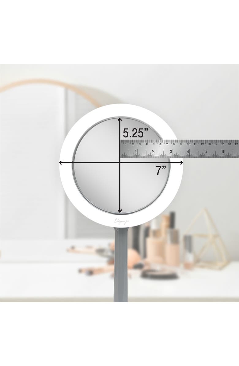 Zadro Hudson Lighted Makeup Mirror with 8X/1X Magnifications & Suction Cup, Alternate, color, Gray