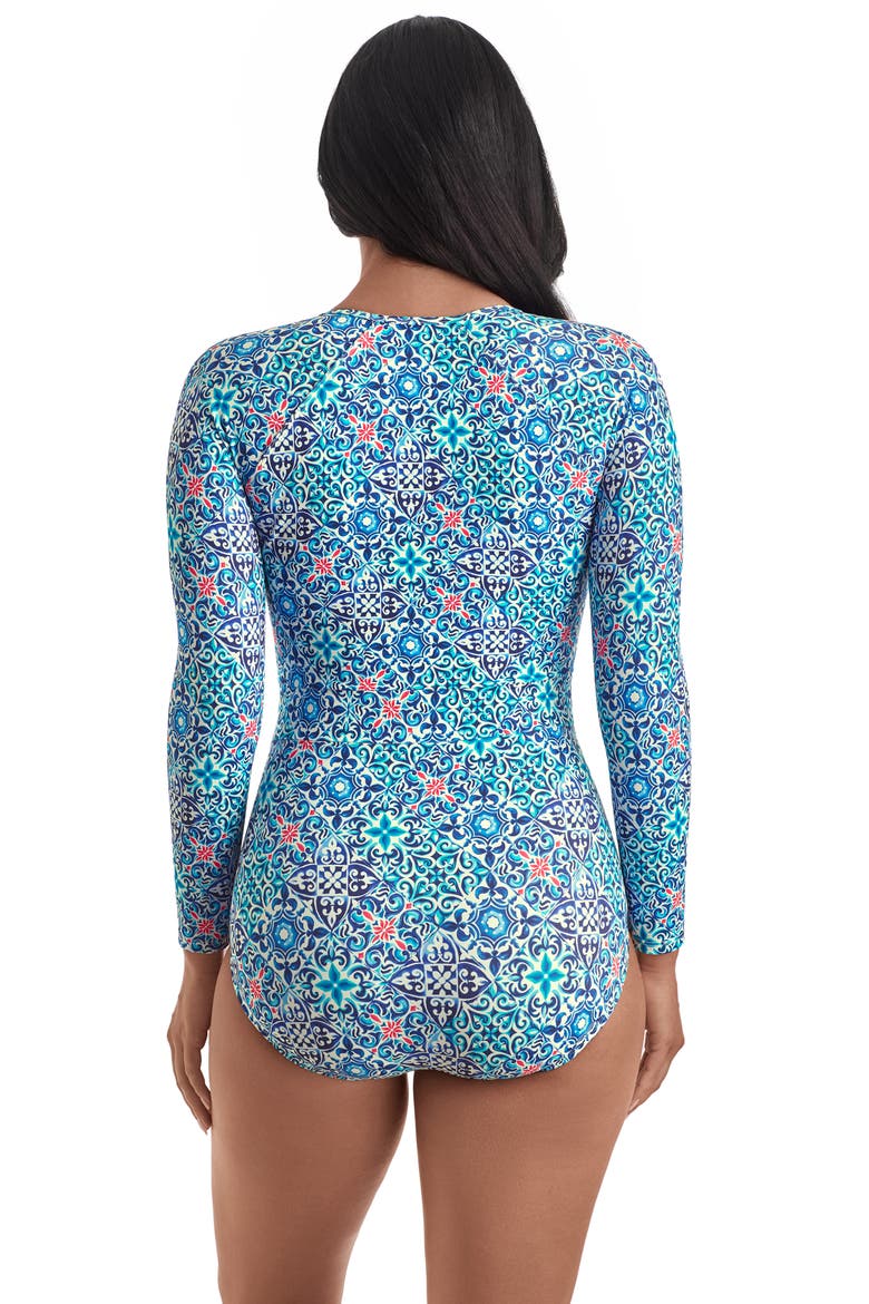 Paddle Board Chlorine Resistant One-Piece Swimsuit, Alternate, color, Grecian Tile